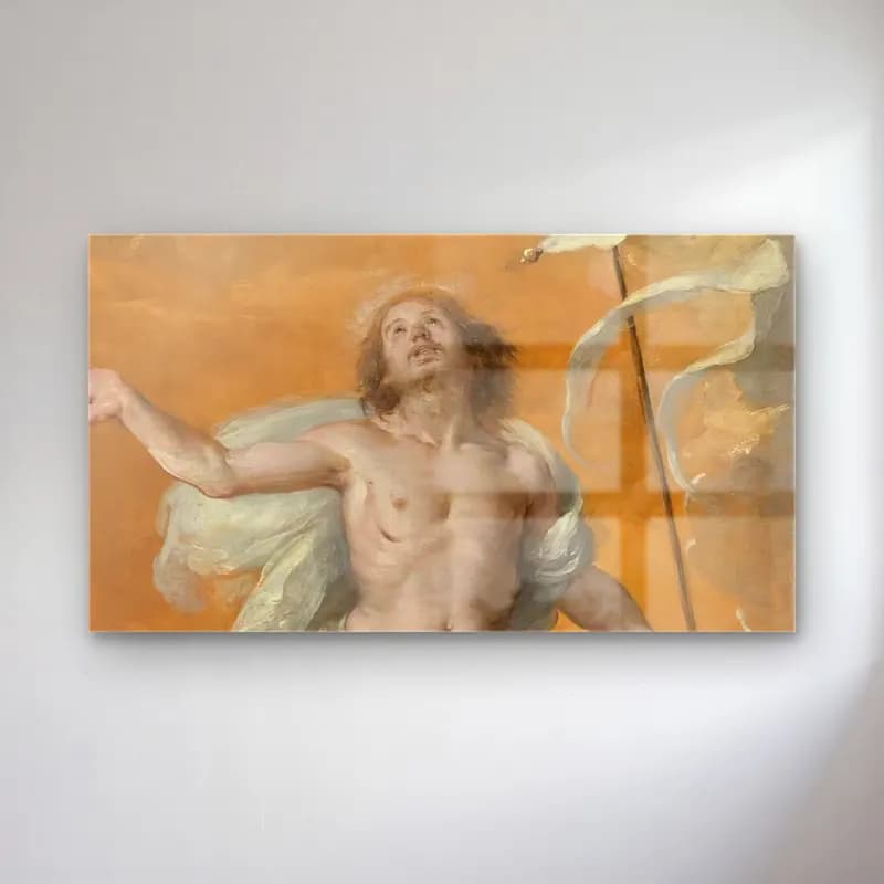 Bernardo Strozzi – The Risen Christ cam tablo — Bernardo Strozzi – The Risen Christ — yağlı boya melek