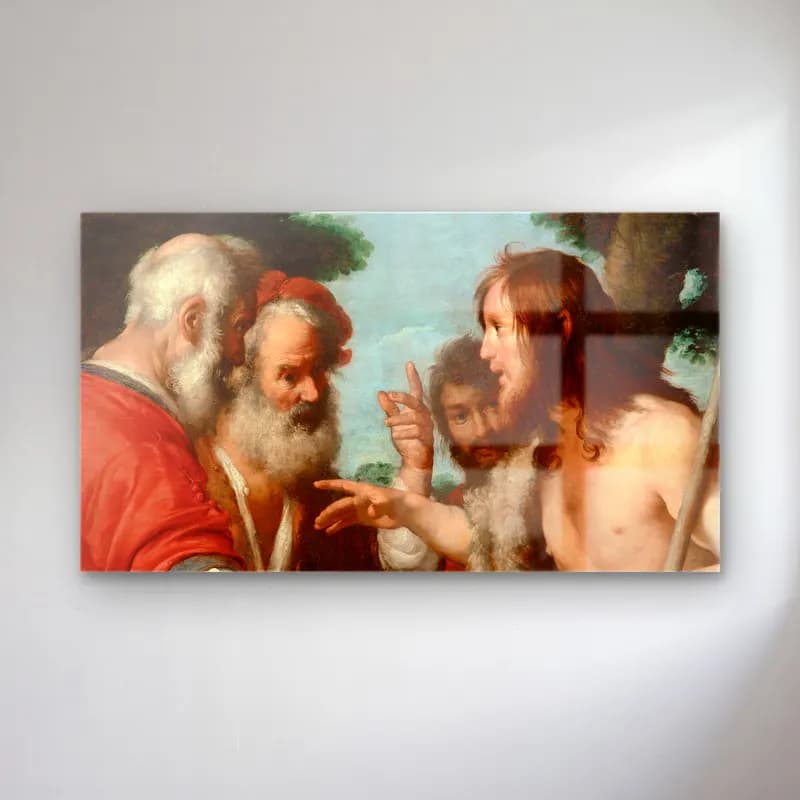 Bernardo Strozzi – The Sermon Of St. John The Baptist cam tablo — Bernardo Strozzi – The Sermon Of St. John The Baptist — yağlı boya dini sahne