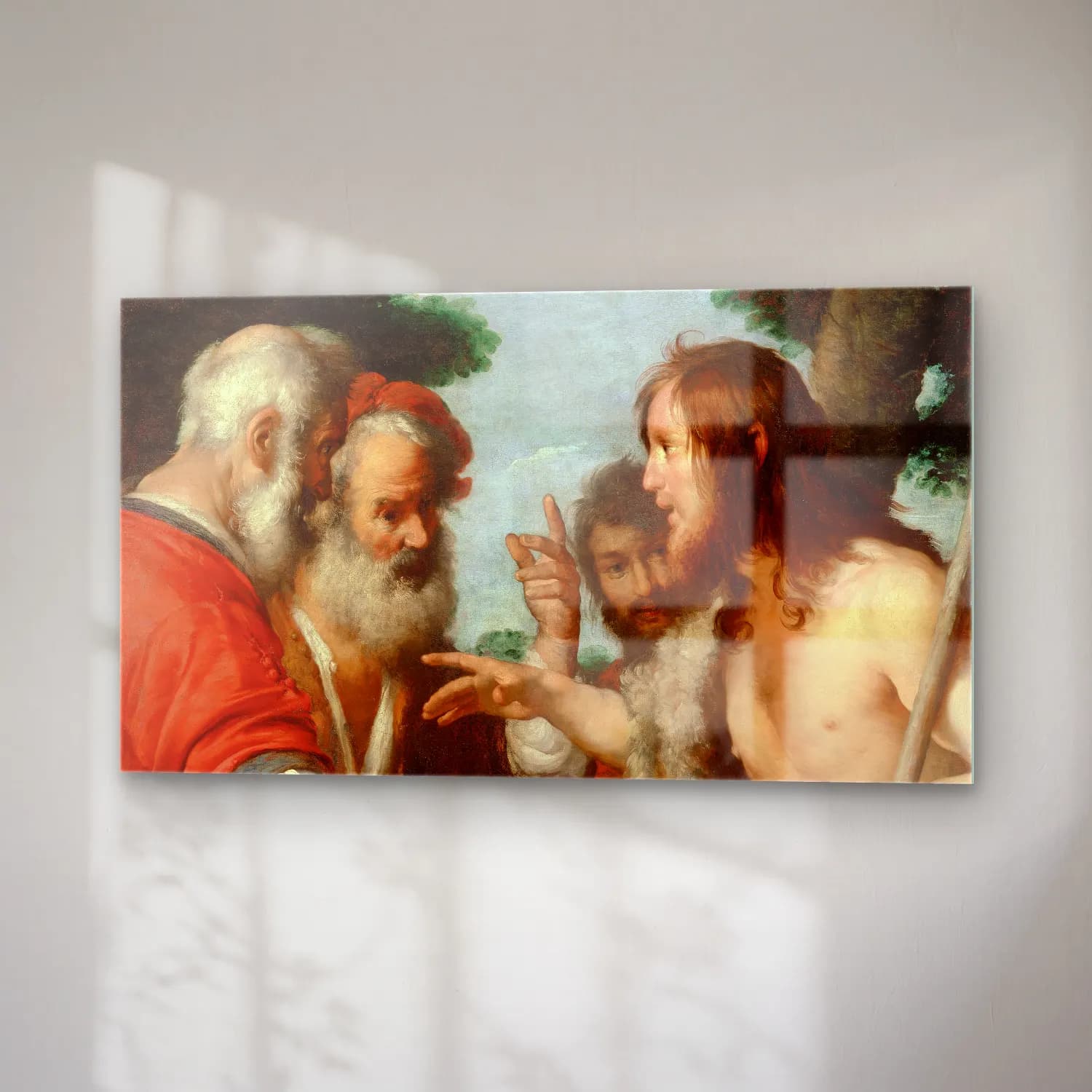Bernardo Strozzi – The Sermon Of St. John The Baptist cam tablo — sağ açıdan görünüm