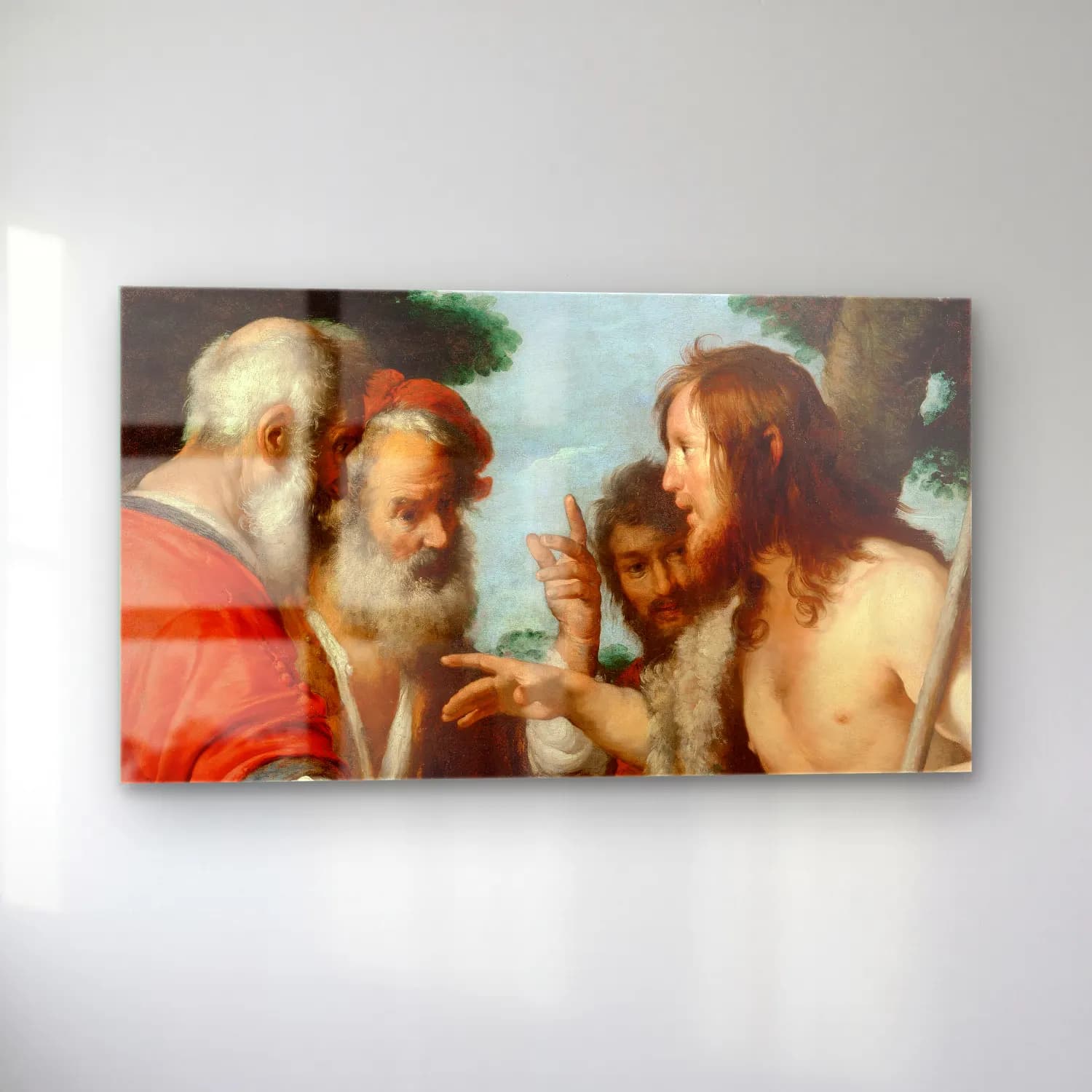 Bernardo Strozzi – The Sermon Of St. John The Baptist cam tablo — sol açıdan görünüm