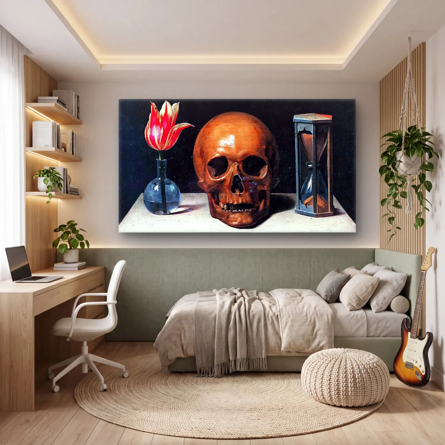 Philippe de Champaigne – Still-Life with a Skull cam tablo — genç odasında