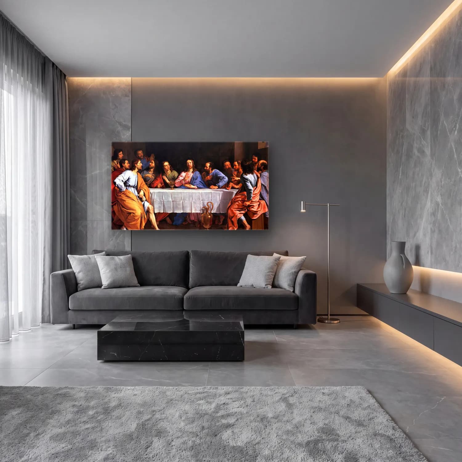Philippe de Champaigne – The Last Supper cam tablo — lüks salon duvarında