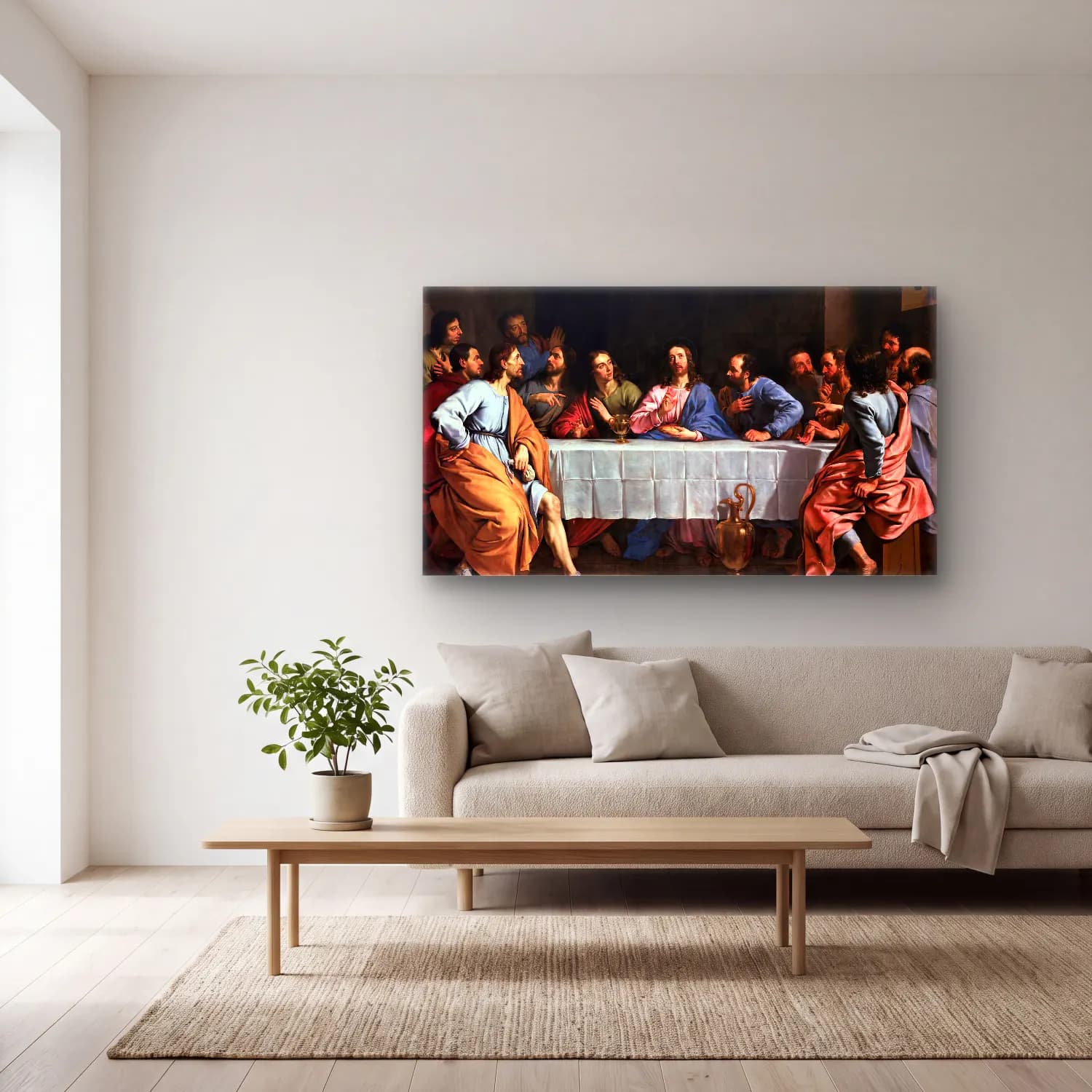 Philippe de Champaigne – The Last Supper cam tablo — açık renk salonda