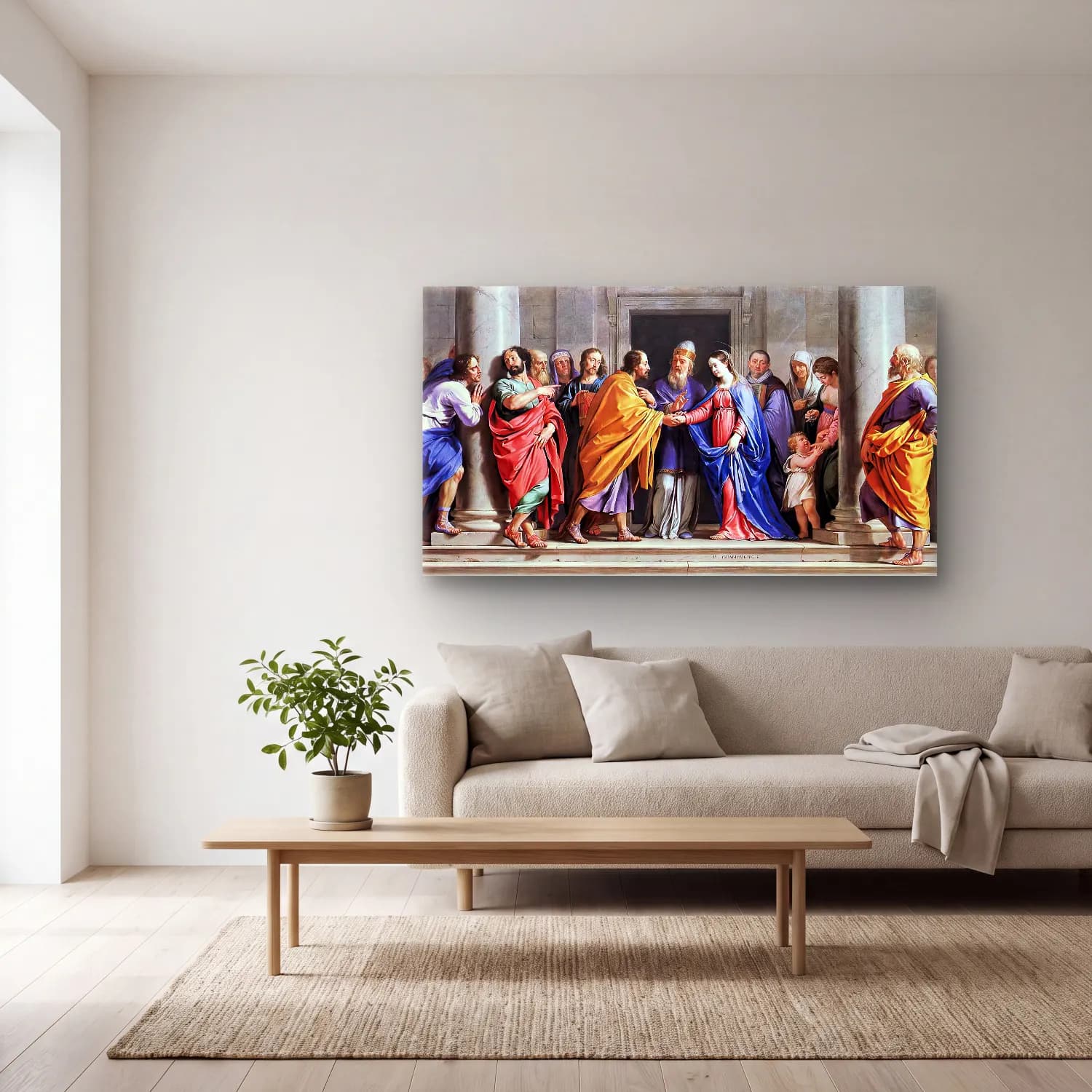 Philippe de Champaigne – The Marriage of the Virgin cam tablo — açık renk salonda