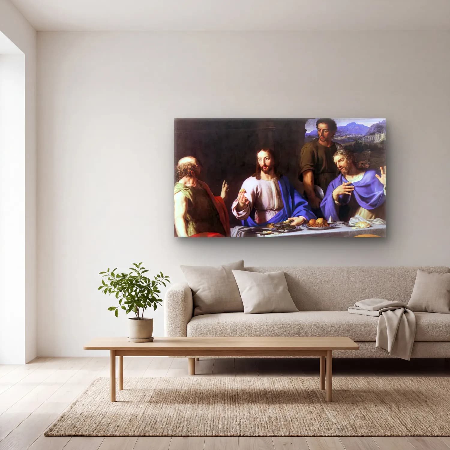 Philippe de Champaigne – The Supper at Emmaus cam tablo — açık renk salonda