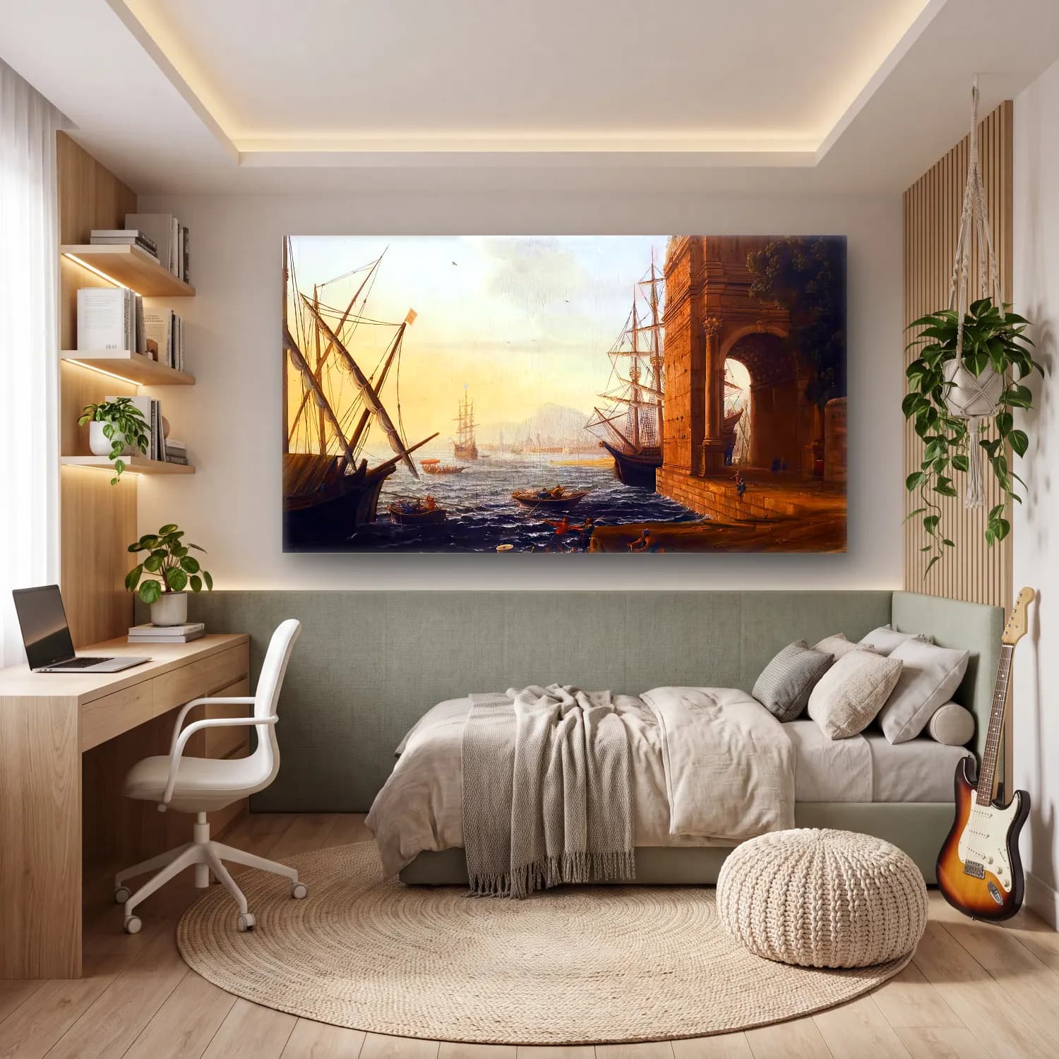 Claude Lorrain – A Mediterranean Seaport cam tablo — genç odasında