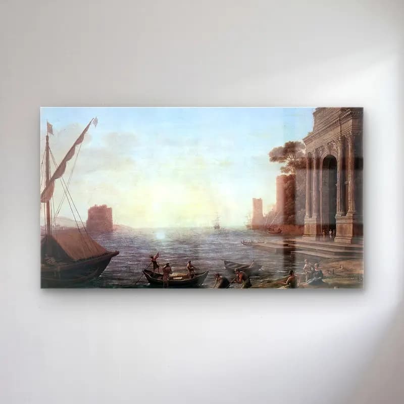 Claude Lorrain – A Seaport at Sunrise cam tablo — Claude Lorrain – A Seaport at Sunrise — yağlı boya liman ve tekneler