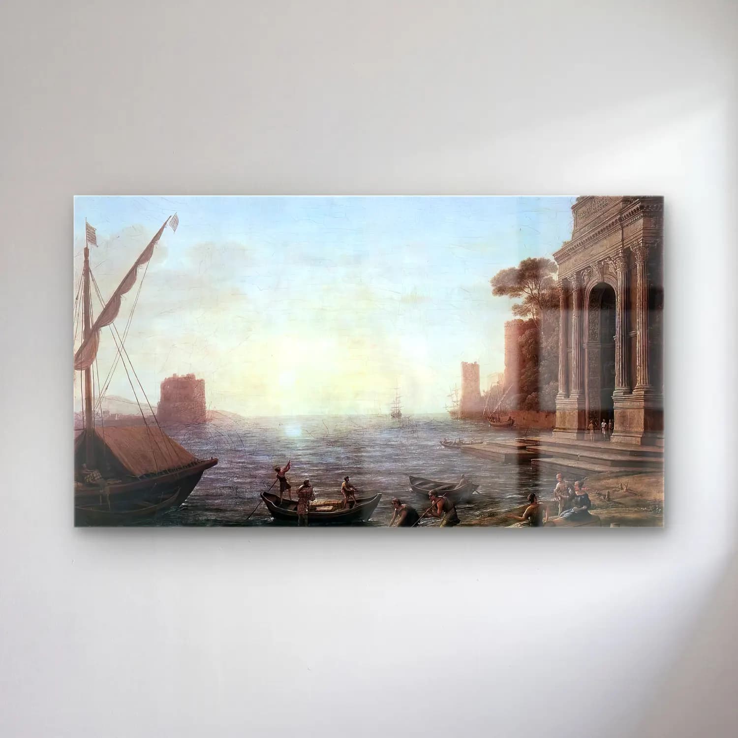 Claude Lorrain – A Seaport at Sunrise cam tablo — Claude Lorrain – A Seaport at Sunrise — yağlı boya liman ve tekneler