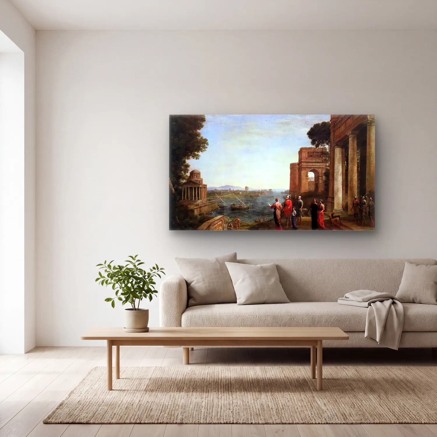 Claude Lorrain – Aeneas s Farewell to Dido in Carthago cam tablo — açık renk salonda