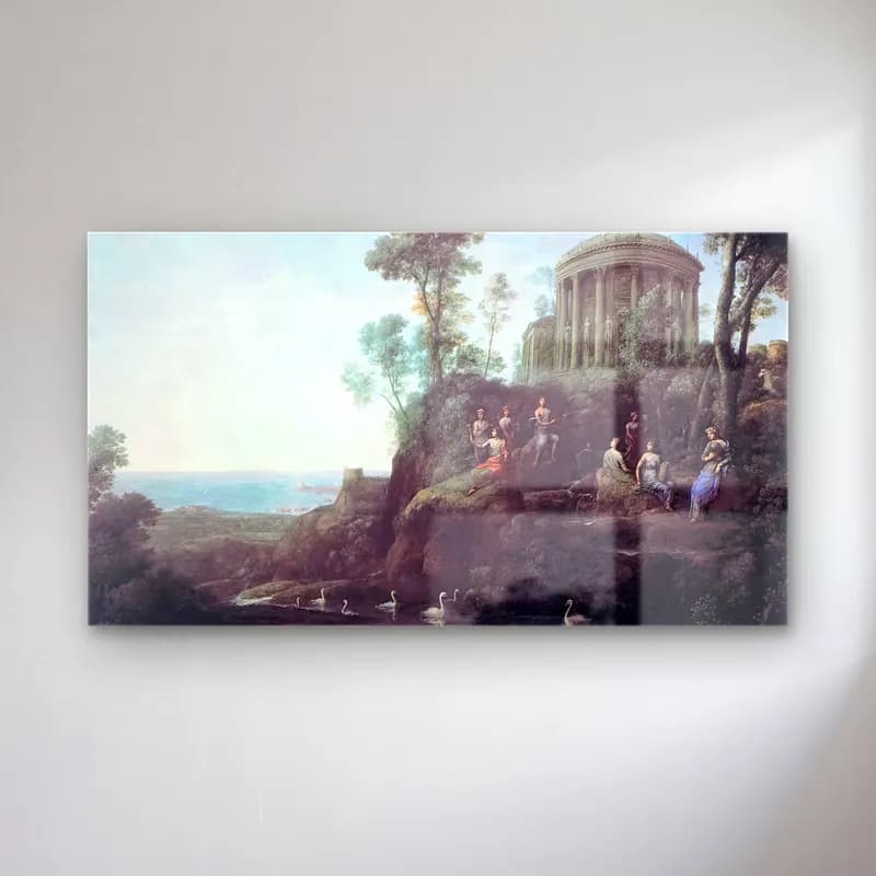 Claude Lorrain – Apollo and the Muses on Mount Helion (Parnassus) cam tablo — Claude Lorrain – Apollo and the Muses on Mount Helion (Parnassus) — yağlı boya mitolojik sahne