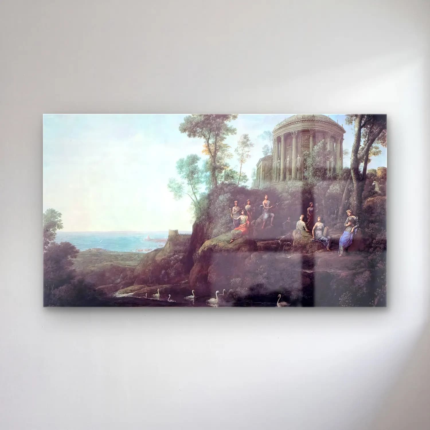 Claude Lorrain – Apollo and the Muses on Mount Helion (Parnassus) cam tablo — Claude Lorrain – Apollo and the Muses on Mount Helion (Parnassus) — yağlı boya mitolojik sahne