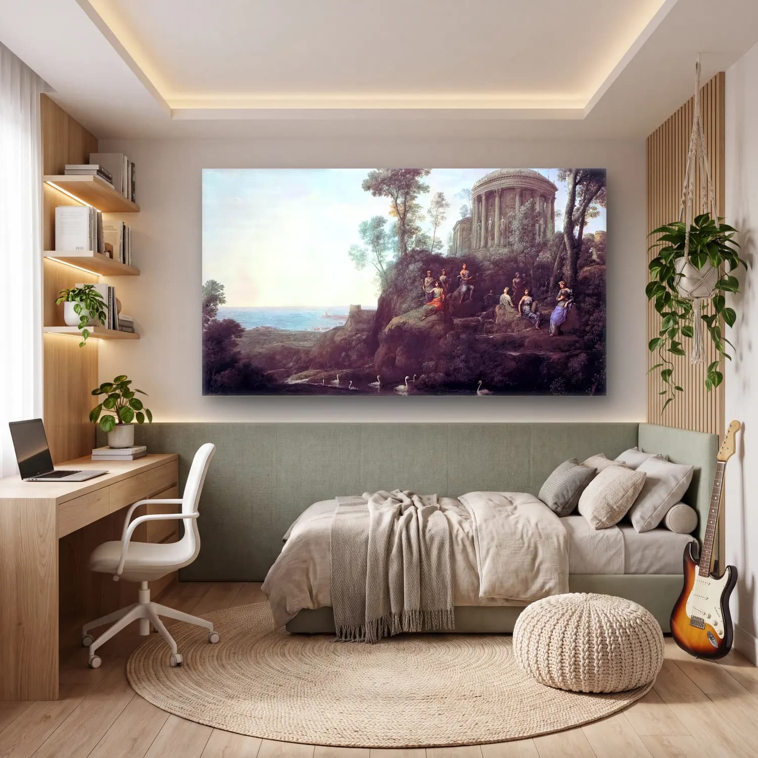 Claude Lorrain – Apollo and the Muses on Mount Helion (Parnassus) cam tablo — genç odasında