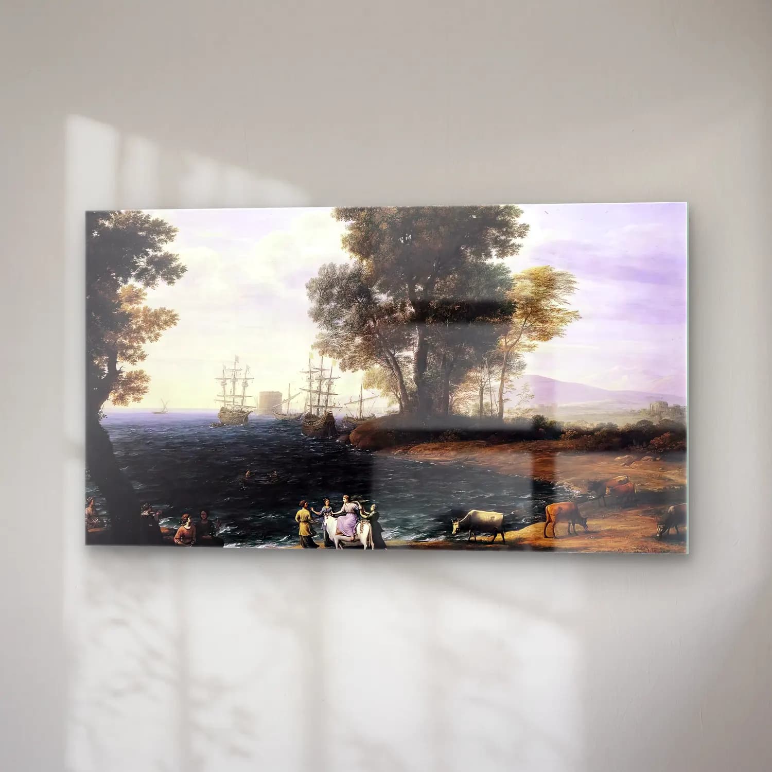 Claude Lorrain – Coast Scene with the Rape of Europa cam tablo — sağ açıdan görünüm