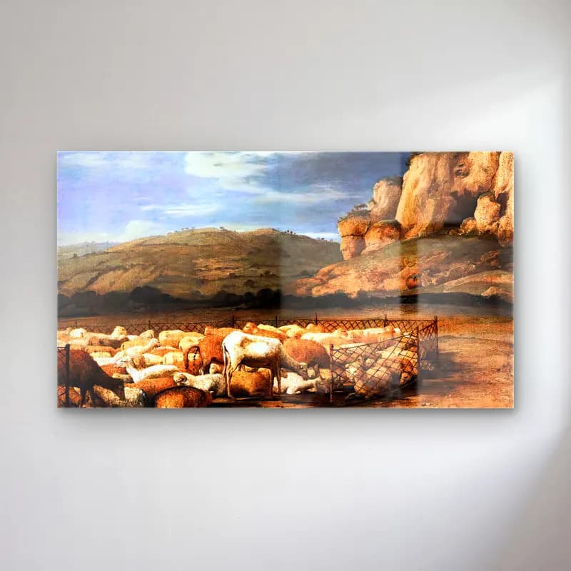 Claude Lorrain – Flock of Sheep in the Campagna cam tablo — Claude Lorrain – Flock of Sheep in the Campagna — yağlı boya koyun