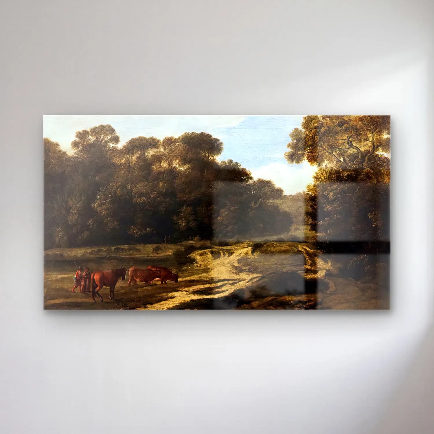 Claude Lorrain – Forest Path with Herdsmen and Herd cam tablo — Claude Lorrain – Forest Path with Herdsmen and Herd — yağlı boya kırda nehir