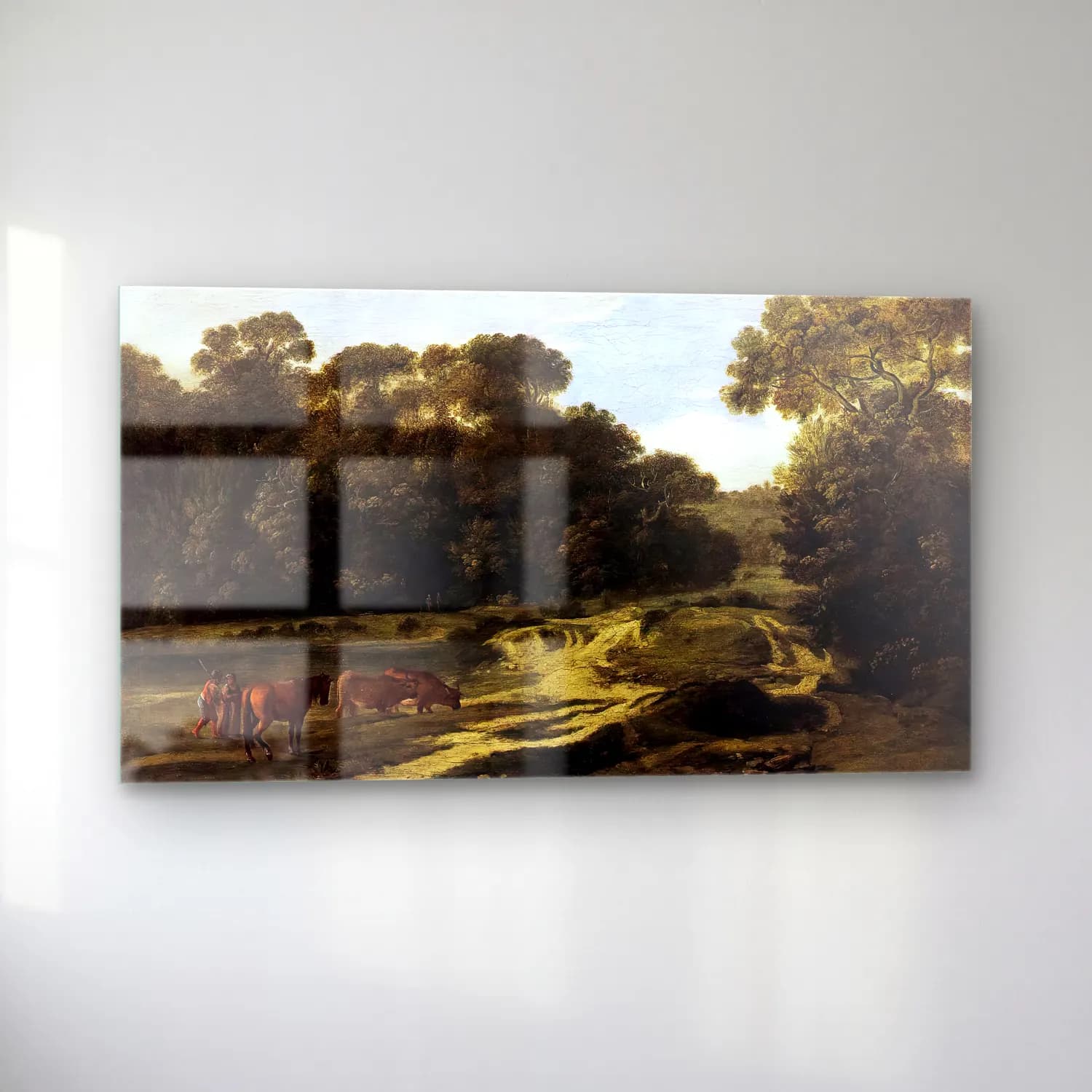 Claude Lorrain – Forest Path with Herdsmen and Herd cam tablo — sol açıdan görünüm