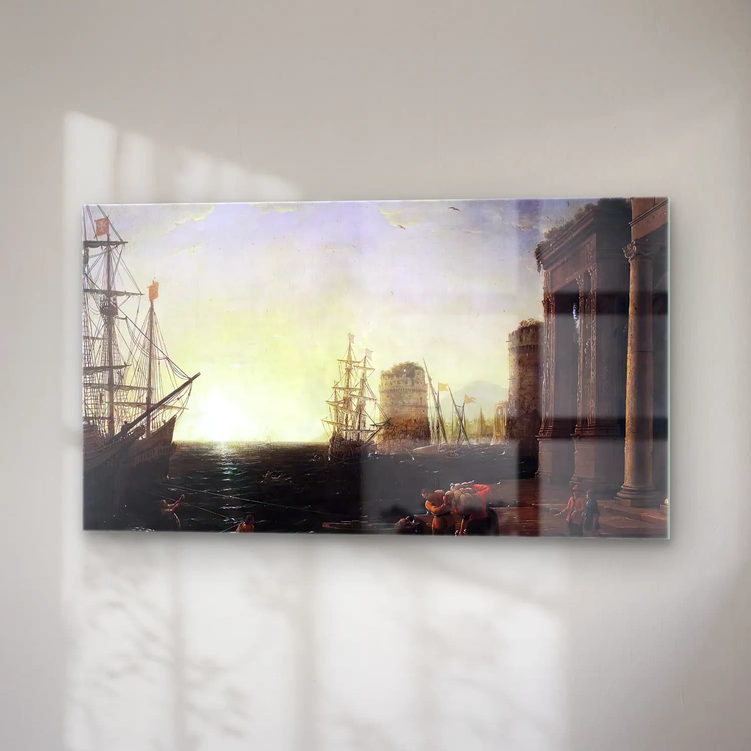 Claude Lorrain – Harbour Scene at Sunset cam tablo — sağ açıdan görünüm