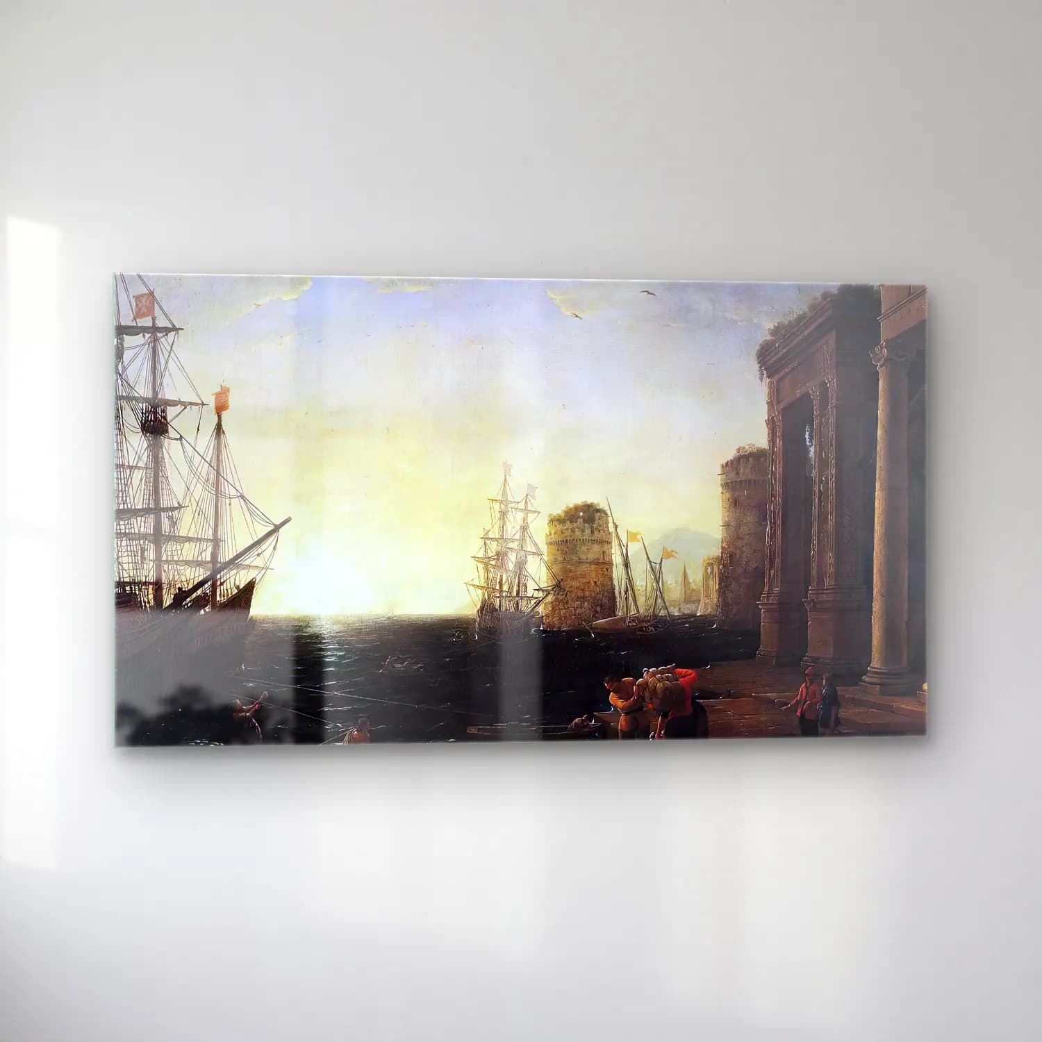 Claude Lorrain – Harbour Scene at Sunset cam tablo — sol açıdan görünüm