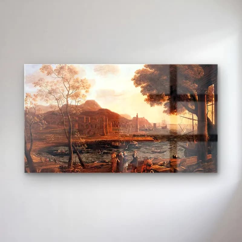 Claude Lorrain – Harbour Scene with Grieving Heliades cam tablo — Claude Lorrain – Harbour Scene with Grieving Heliades — yağlı boya liman ve tekneler