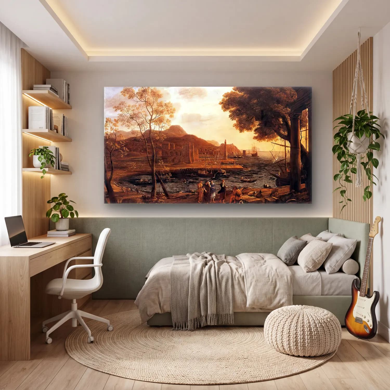 Claude Lorrain – Harbour Scene with Grieving Heliades cam tablo — genç odasında