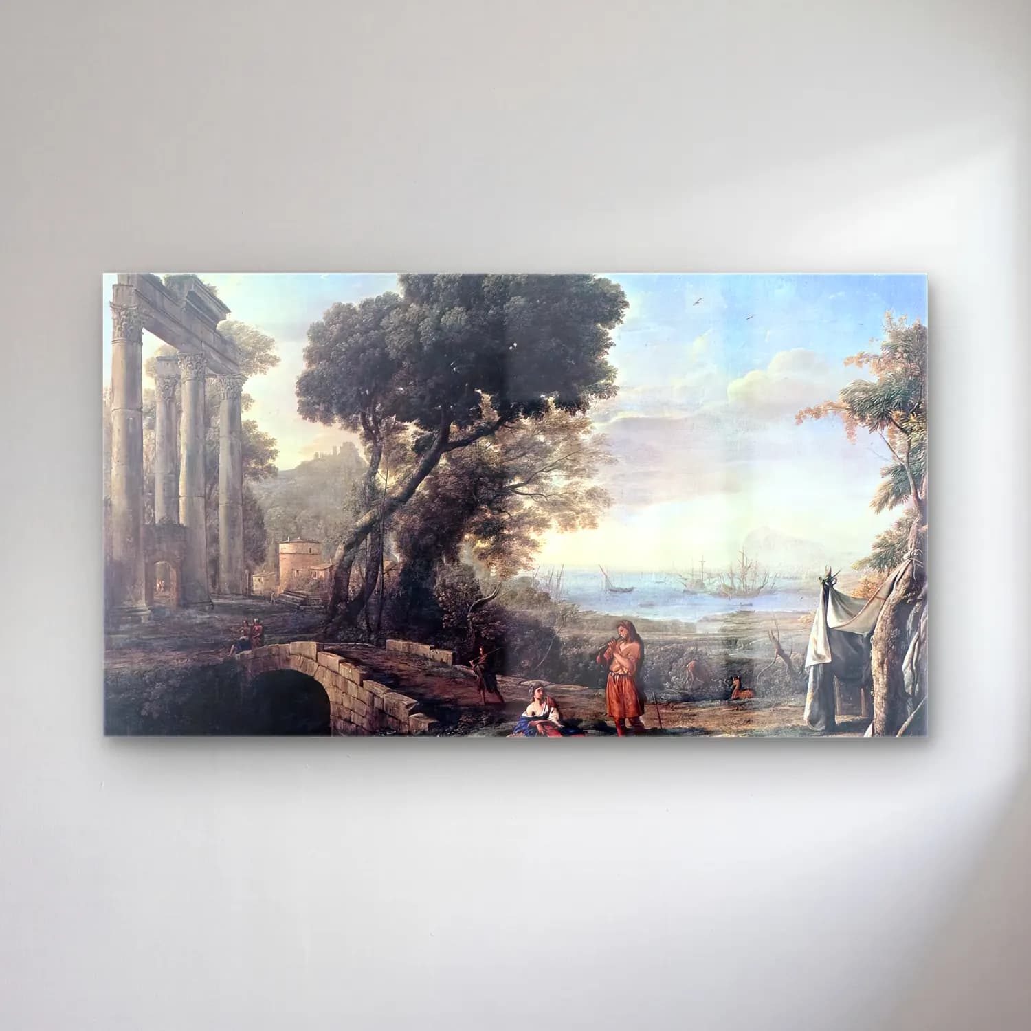 Claude Lorrain – Italian Coastal Landscape cam tablo — Claude Lorrain – Italian Coastal Landscape — yağlı boya i̇talyan sahili