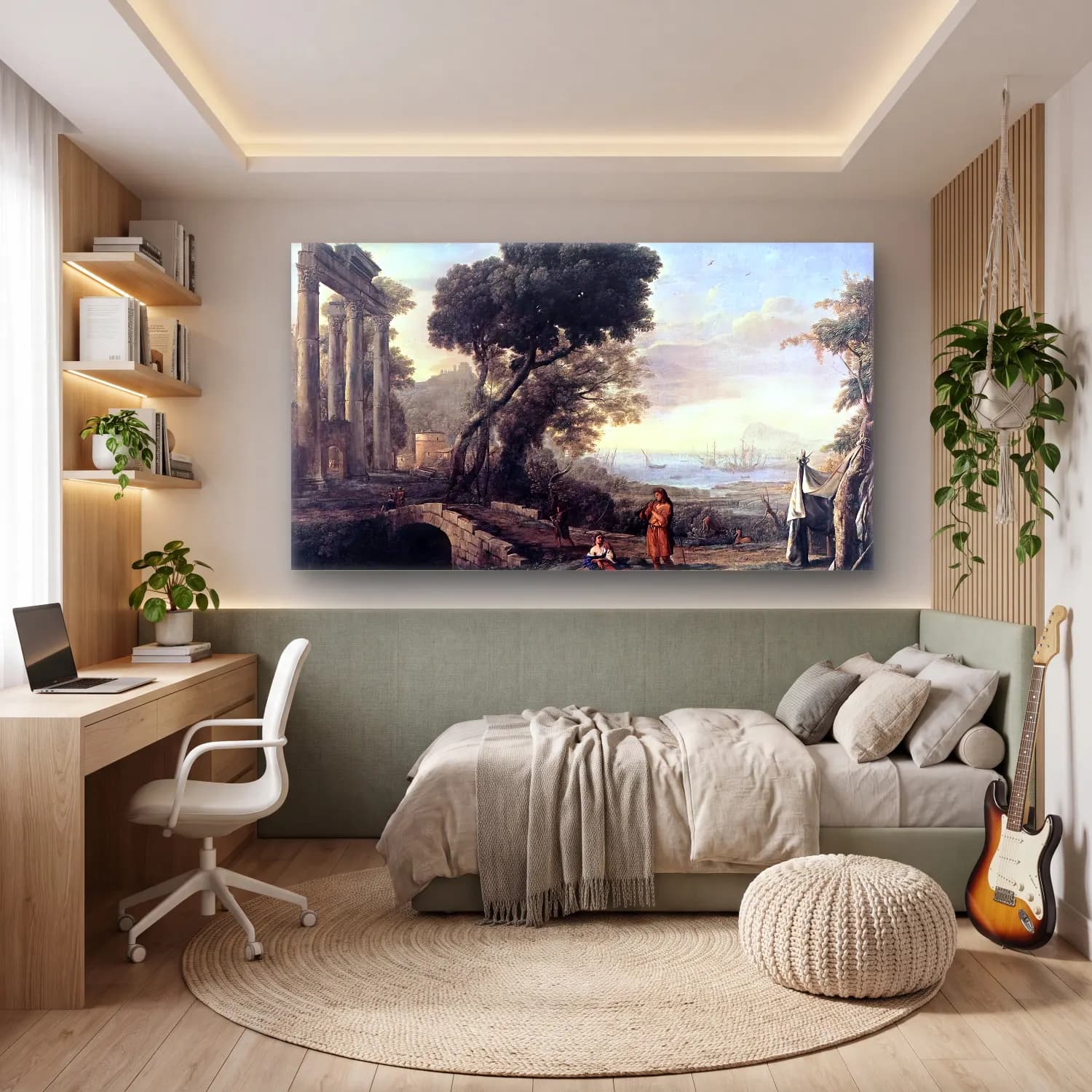 Claude Lorrain – Italian Coastal Landscape cam tablo — genç odasında
