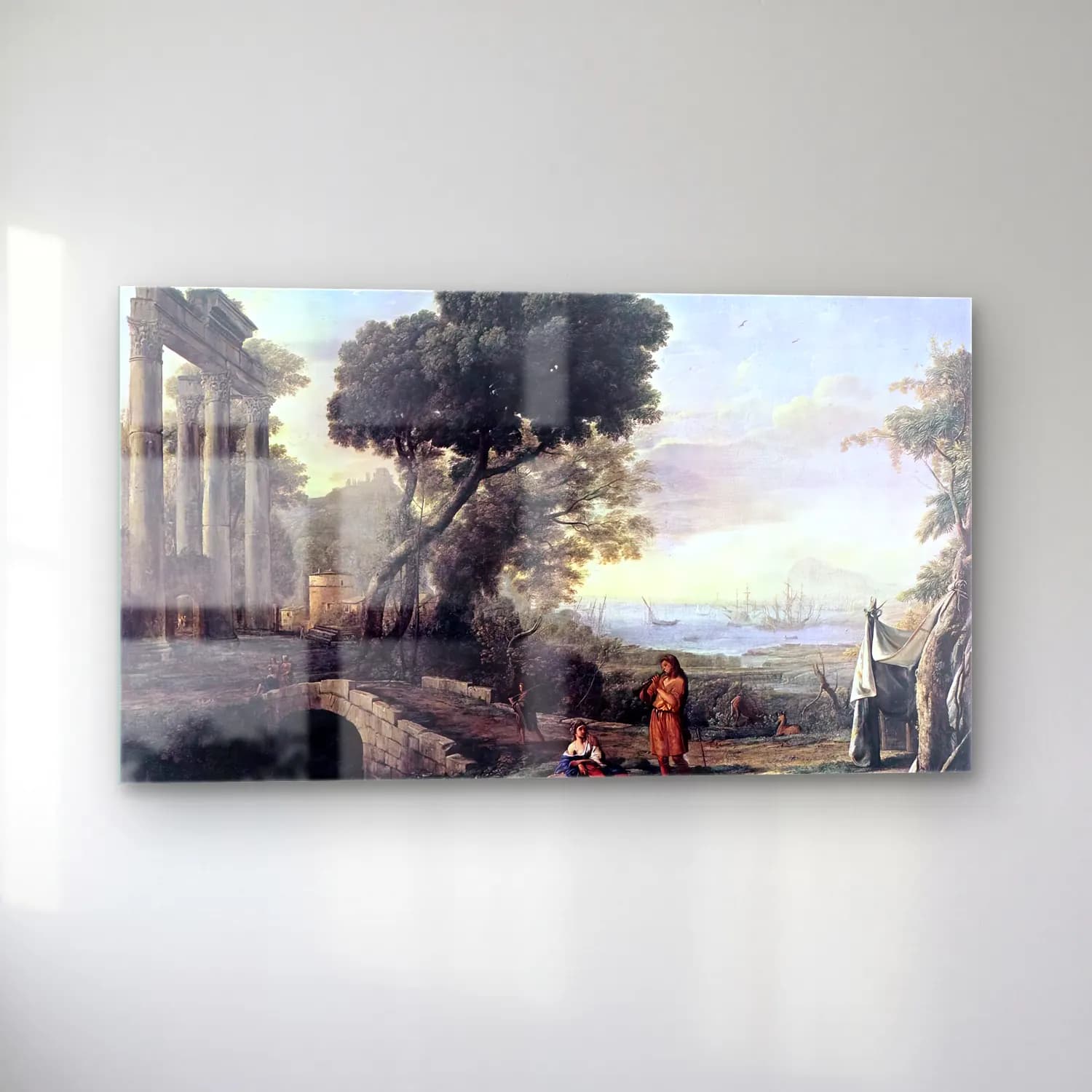 Claude Lorrain – Italian Coastal Landscape cam tablo — sol açıdan görünüm