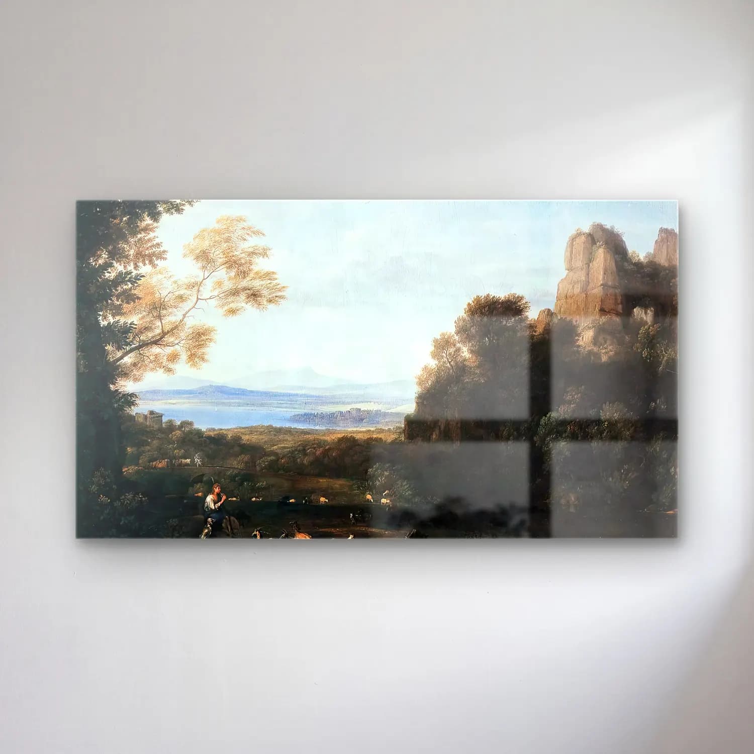 Claude Lorrain – Landscape with Apollo and Mercury cam tablo — Claude Lorrain – Landscape with Apollo and Mercury — yağlı boya kırda nehir