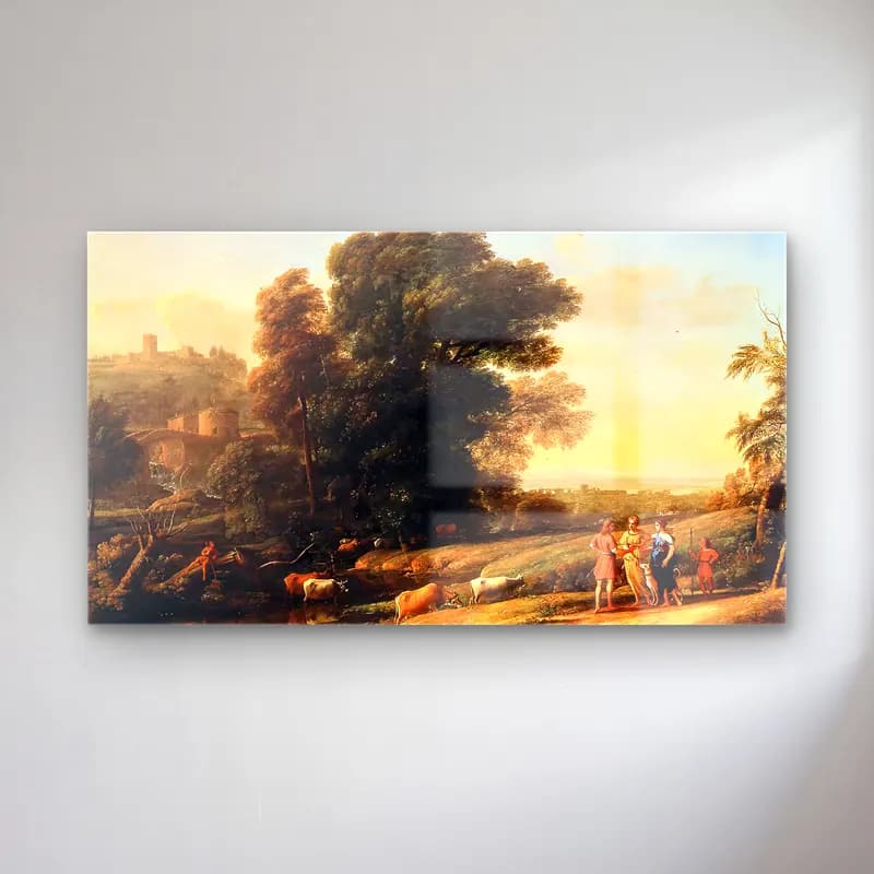 Claude Lorrain – Landscape with Cephalus and Procris Reunited cam tablo — Claude Lorrain – Landscape with Cephalus and Procris Reunited — yağlı boya kırda nehir
