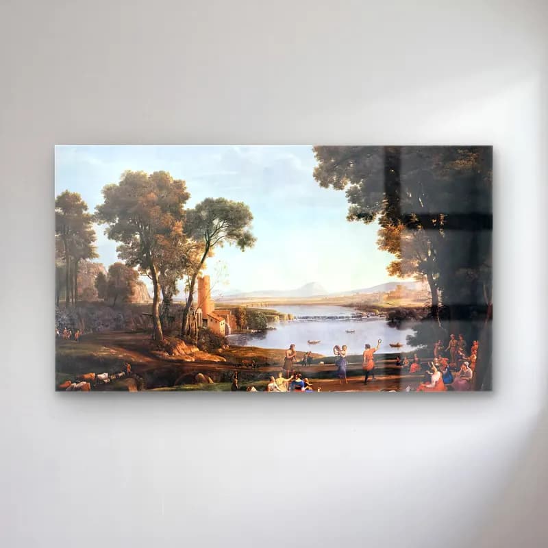 Claude Lorrain – Landscape with Dancing Figures cam tablo — Claude Lorrain – Landscape with Dancing Figures — yağlı boya kırda nehir