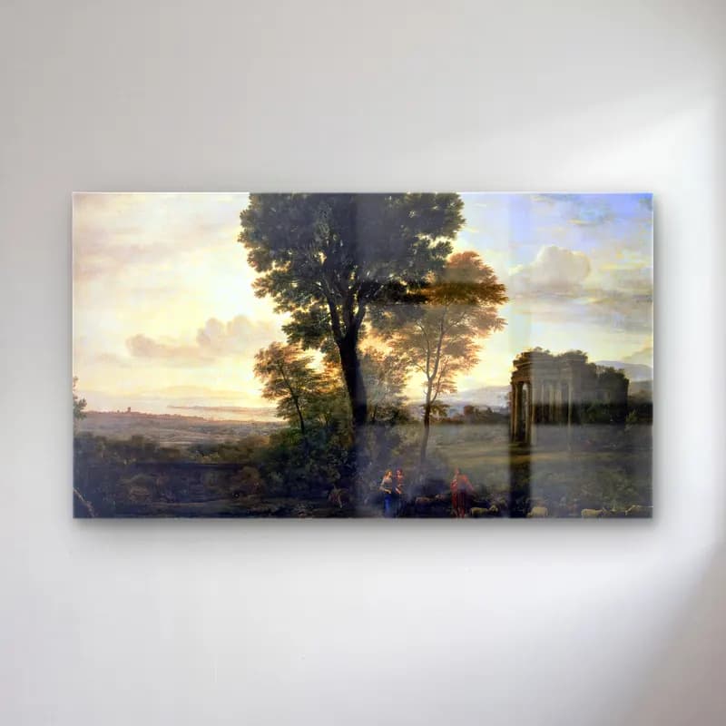 Claude Lorrain – Landscape with Jacob and Rachel at the Well (Morning) cam tablo — Claude Lorrain – Landscape with Jacob and Rachel at the Well (Morning) — yağlı boya i̇talyan sahili