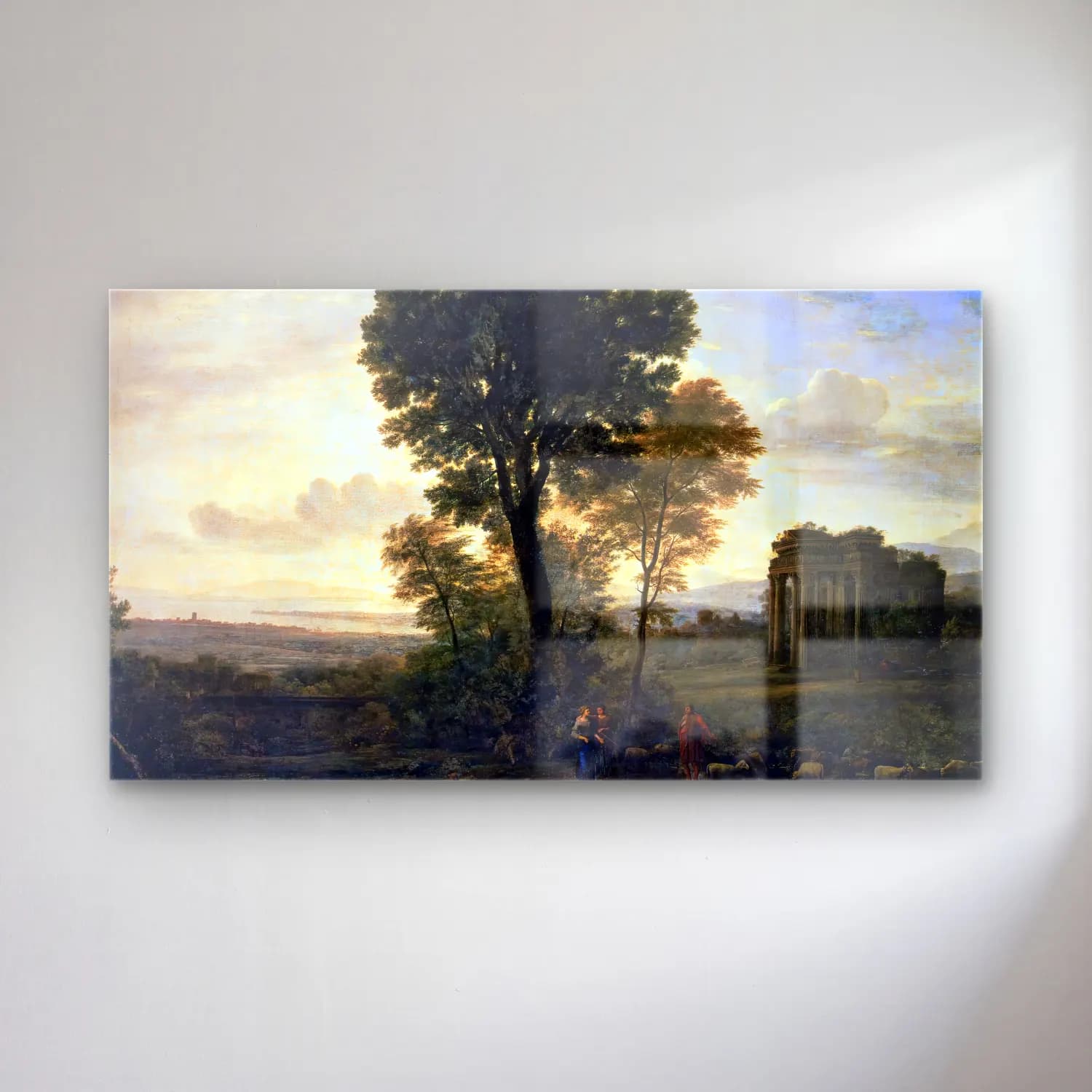 Claude Lorrain – Landscape with Jacob and Rachel at the Well (Morning) cam tablo — Claude Lorrain – Landscape with Jacob and Rachel at the Well (Morning) — yağlı boya i̇talyan sahili