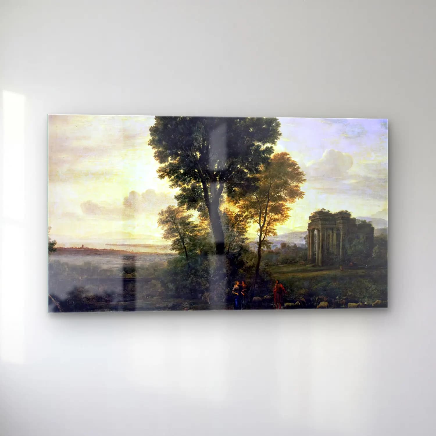 Claude Lorrain – Landscape with Jacob and Rachel at the Well (Morning) cam tablo — sol açıdan görünüm