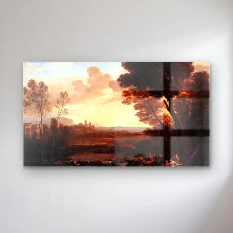 Claude Lorrain – Landscape with Paris and Oenone cam tablo — Claude Lorrain – Landscape with Paris and Oenone — yağlı boya kırda nehir