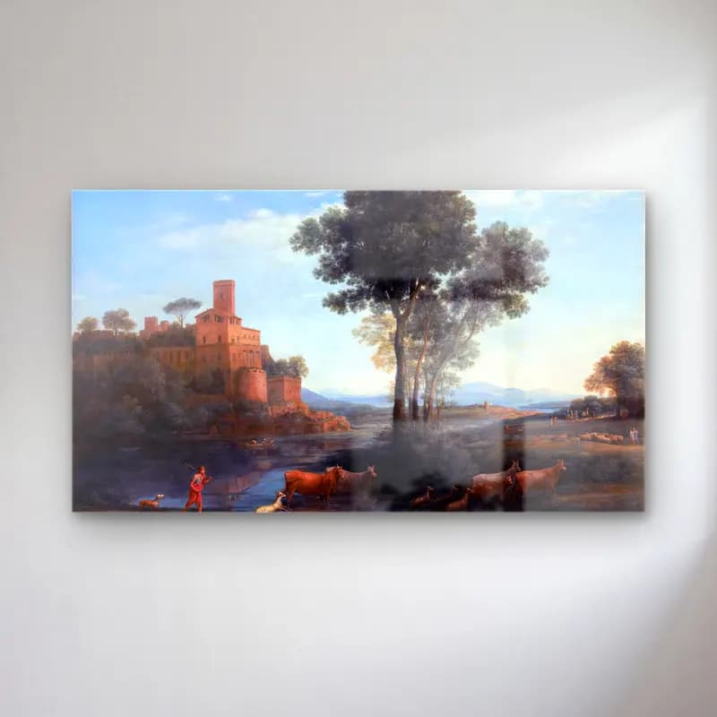Claude Lorrain – Landscape with the Voyage of Jacob cam tablo — Claude Lorrain – Landscape with the Voyage of Jacob — yağlı boya antik kalıntılar