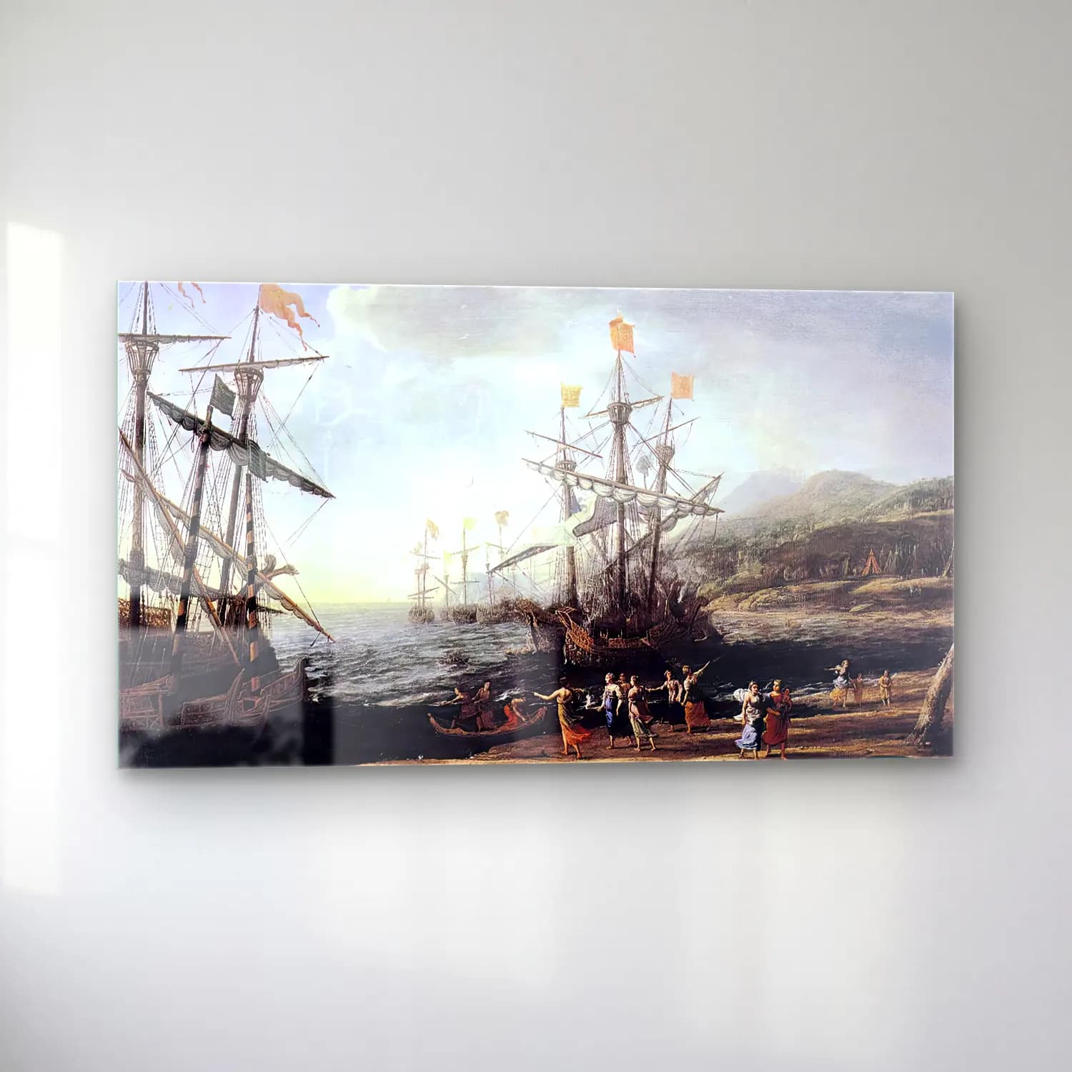 Claude Lorrain – Marine with the Trojans Burning their Boats cam tablo — sol açıdan görünüm