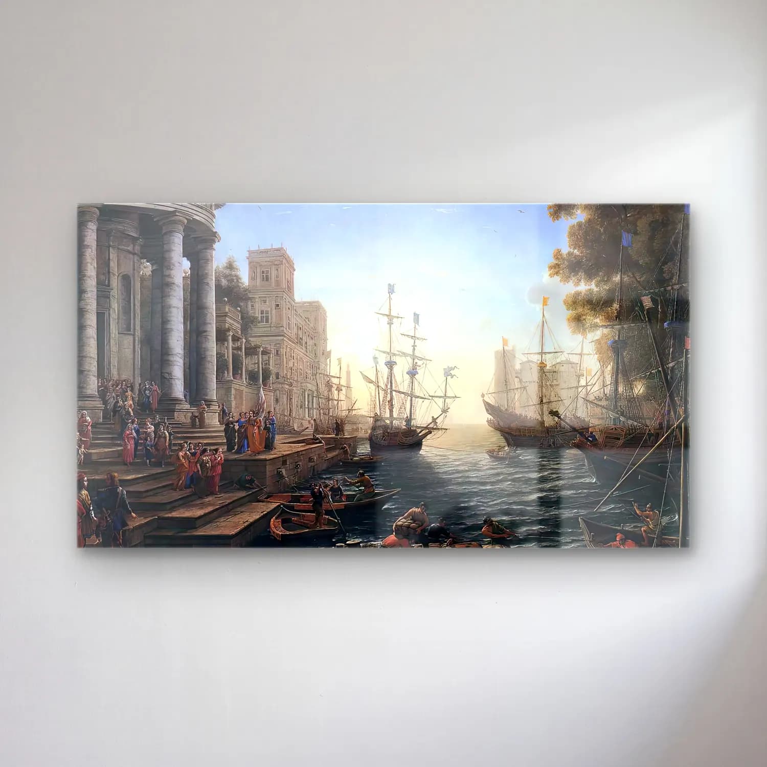 Claude Lorrain – Port Scene with the Embarkation of St Ursula cam tablo — Claude Lorrain – Port Scene with the Embarkation of St Ursula — vintage liman ve tekneler