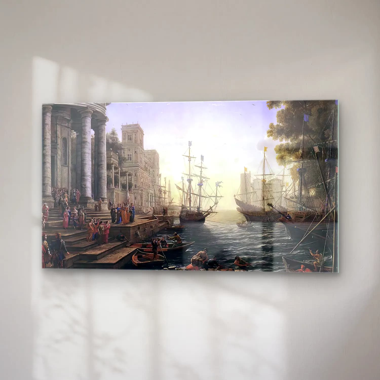 Claude Lorrain – Port Scene with the Embarkation of St Ursula cam tablo — sağ açıdan görünüm