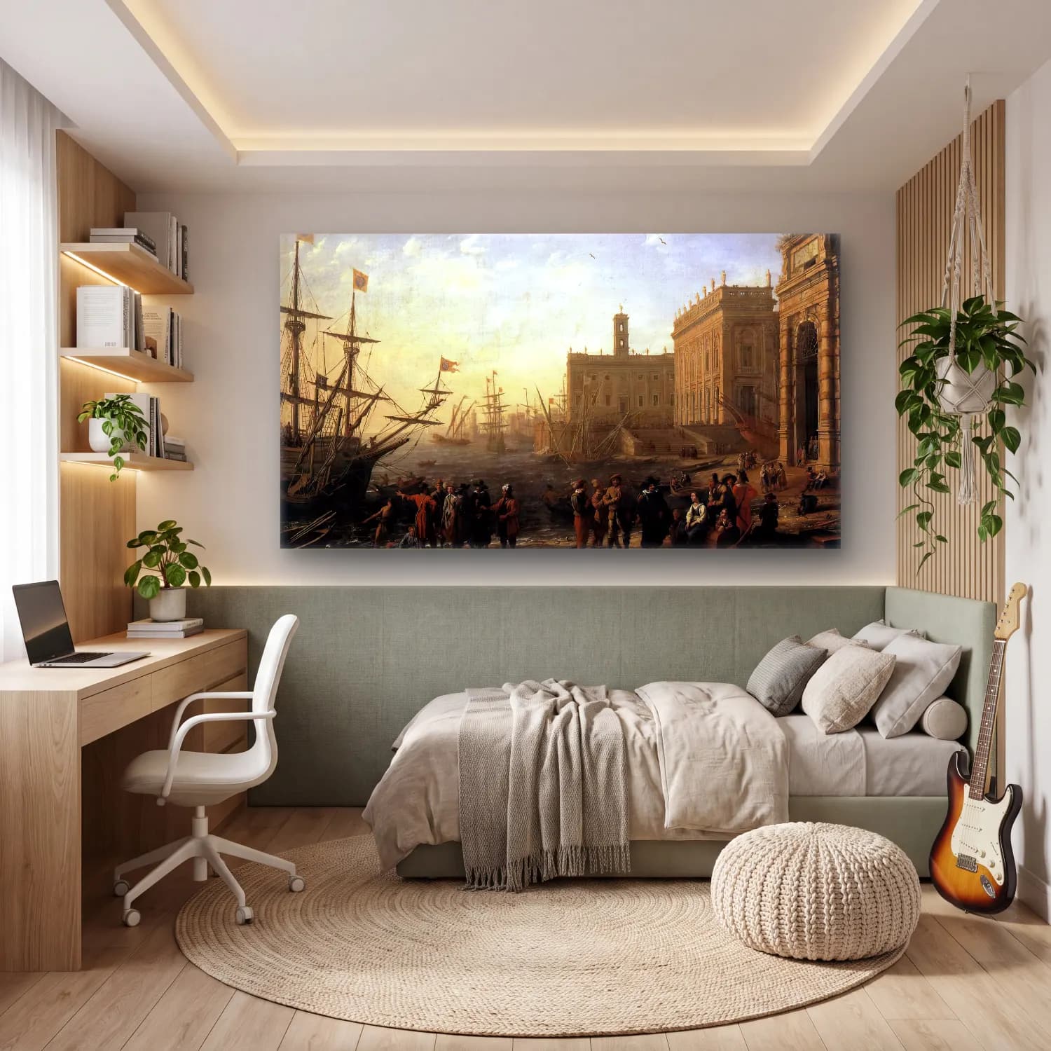 Claude Lorrain – Seaport with the Campidoglio cam tablo — genç odasında