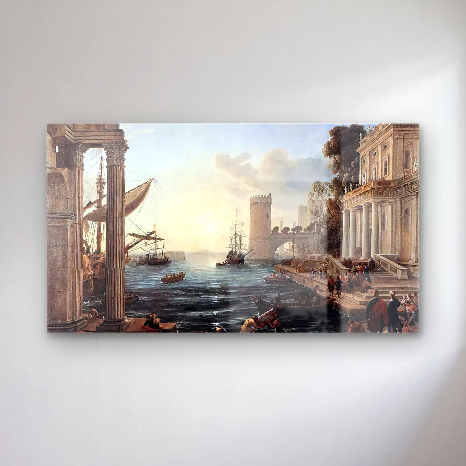 Claude Lorrain – Seaport with the Embarkation of the Queen of Sheba cam tablo — Claude Lorrain – Seaport with the Embarkation of the Queen of Sheba — vintage liman ve tekneler