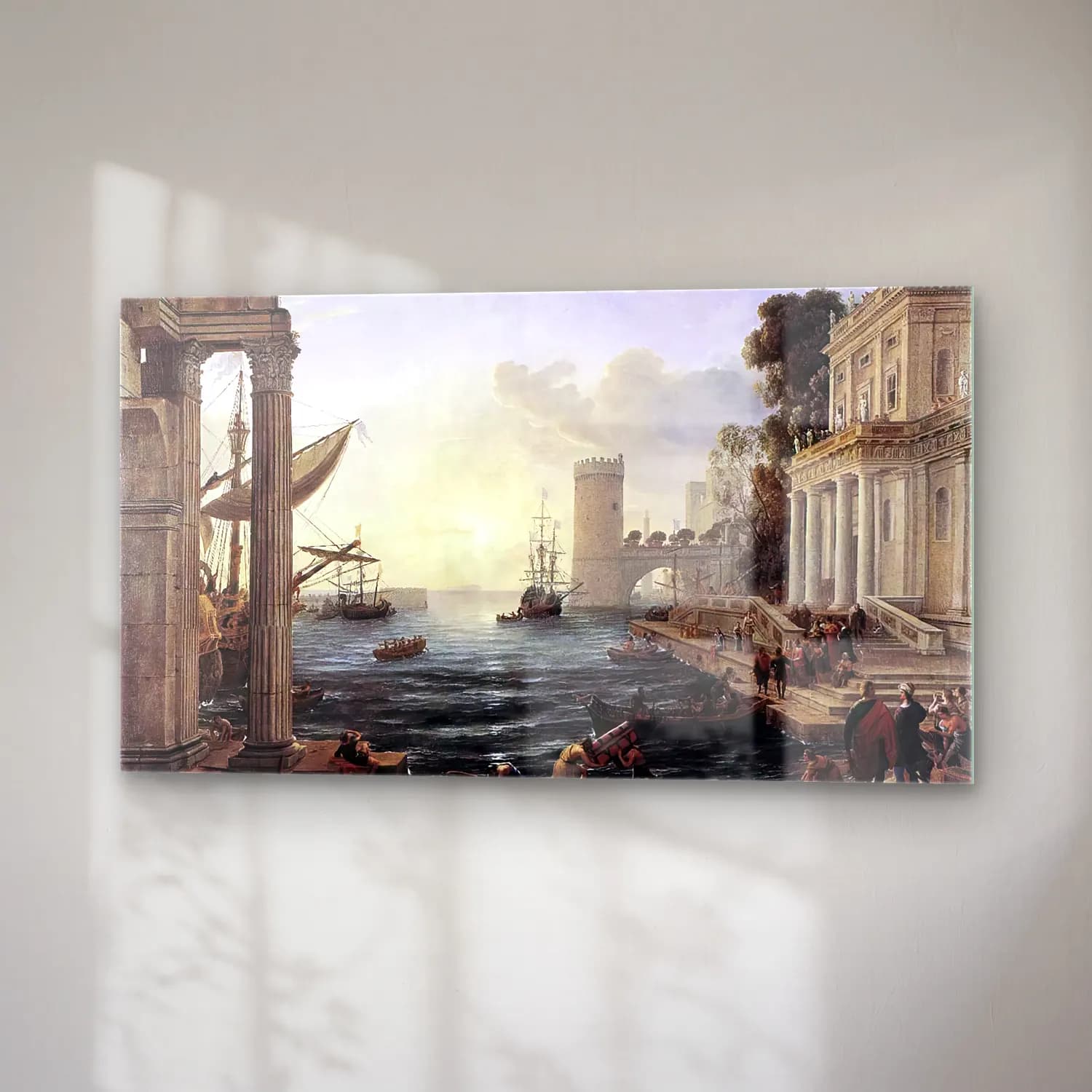 Claude Lorrain – Seaport with the Embarkation of the Queen of Sheba cam tablo — sağ açıdan görünüm