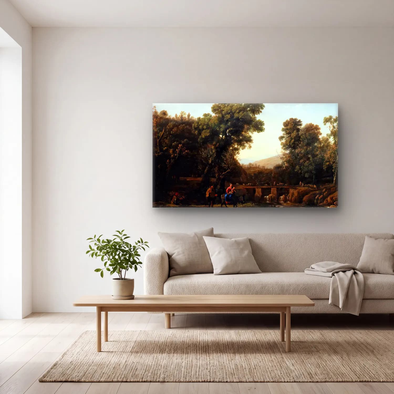 Claude Lorrain – The Flight into Egypt cam tablo — açık renk salonda