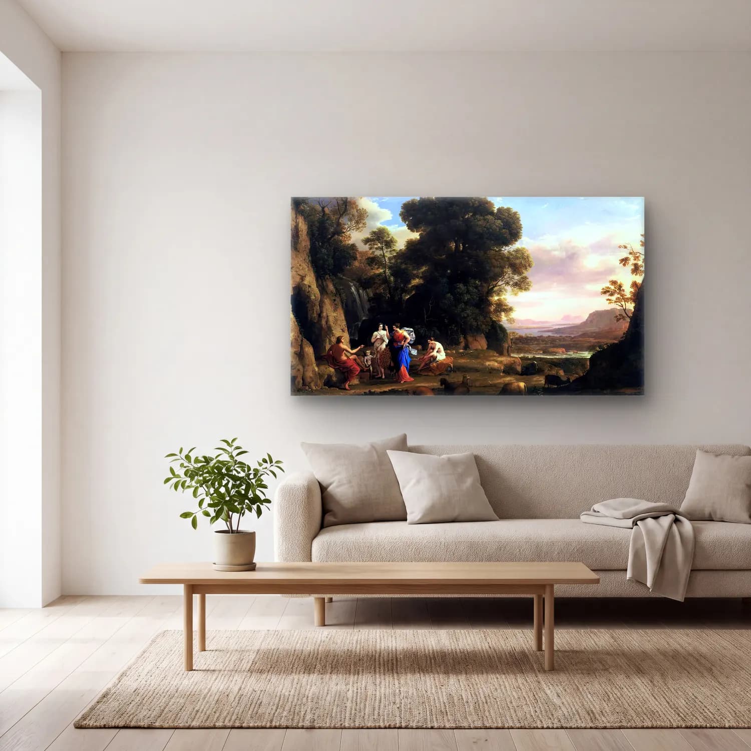 Claude Lorrain – The Judgment of Paris cam tablo — açık renk salonda