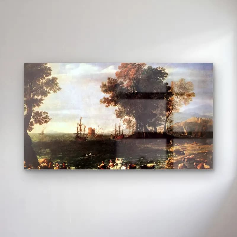 Claude Lorrain – The Rape of Europa cam tablo — Claude Lorrain – The Rape of Europa — yağlı boya i̇talyan sahili