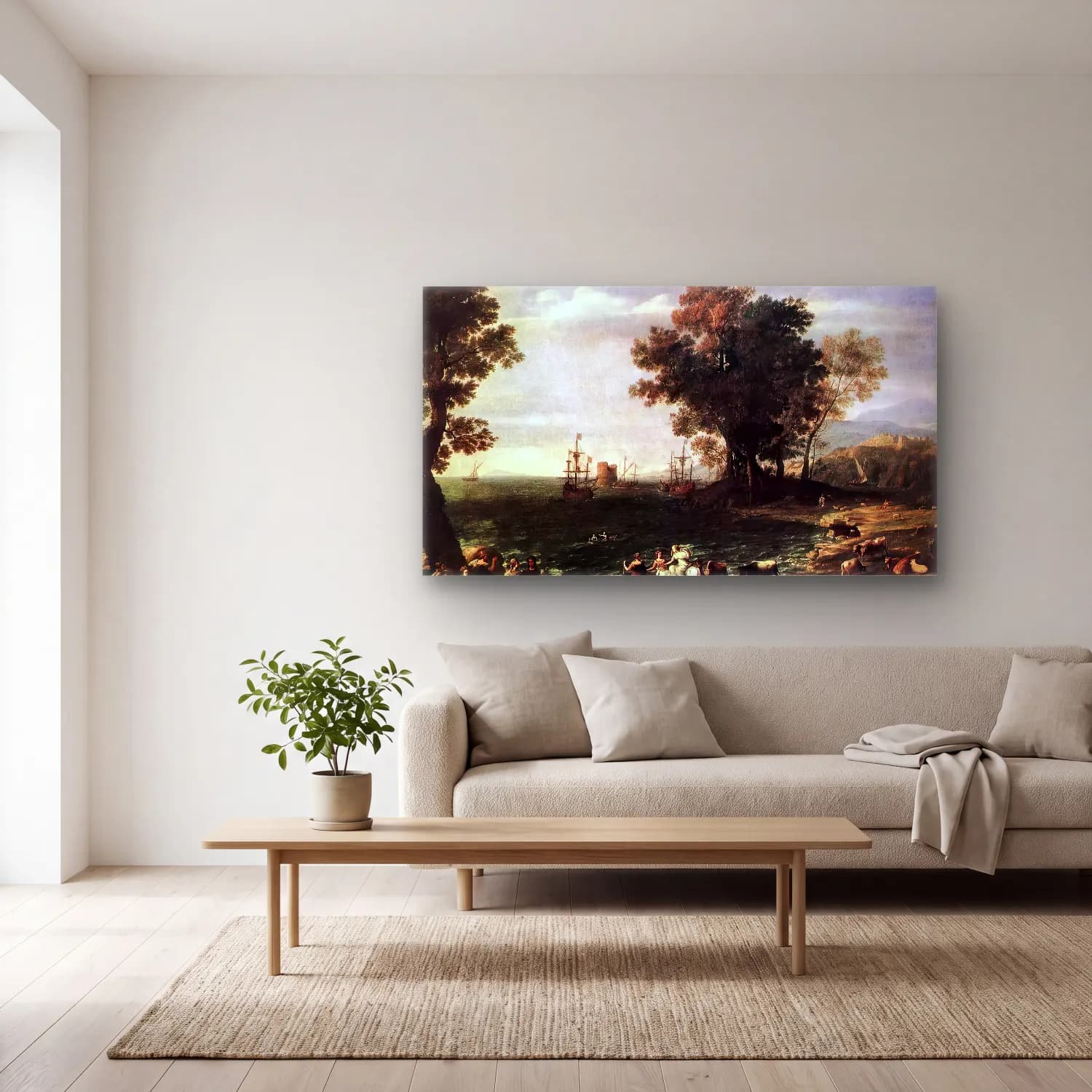 Claude Lorrain – The Rape of Europa cam tablo — açık renk salonda