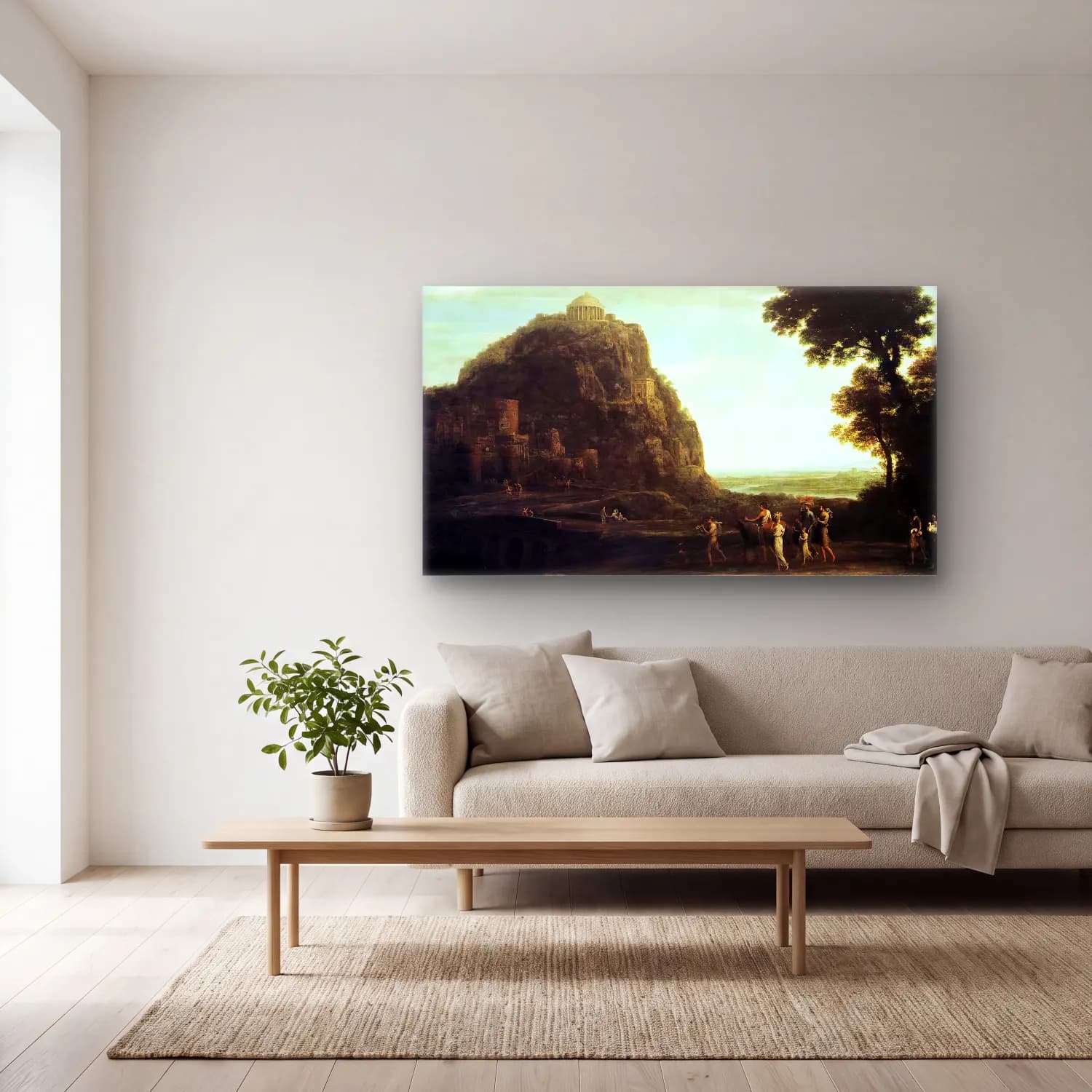 Claude Lorrain – View of Delphi cam tablo — açık renk salonda