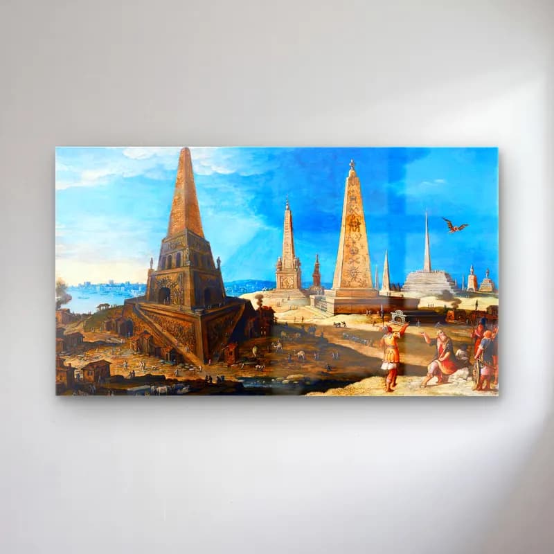 Hendrick van Iii Cleve – Nimrod amongst the Monuments cam tablo — Hendrick van Iii Cleve – Nimrod amongst the Monuments — yağlı boya mısır piramitleri