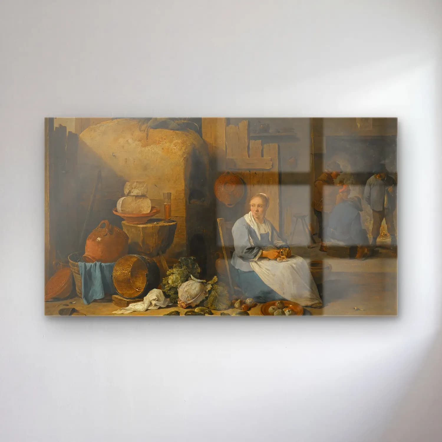 David Teniers The Younger – A Barn Interior With A Maid Preparing Vegetables cam tablo — David Teniers The Younger – A Barn Interior With A Maid Preparing Vegetables — yağlı boya kadın portresi