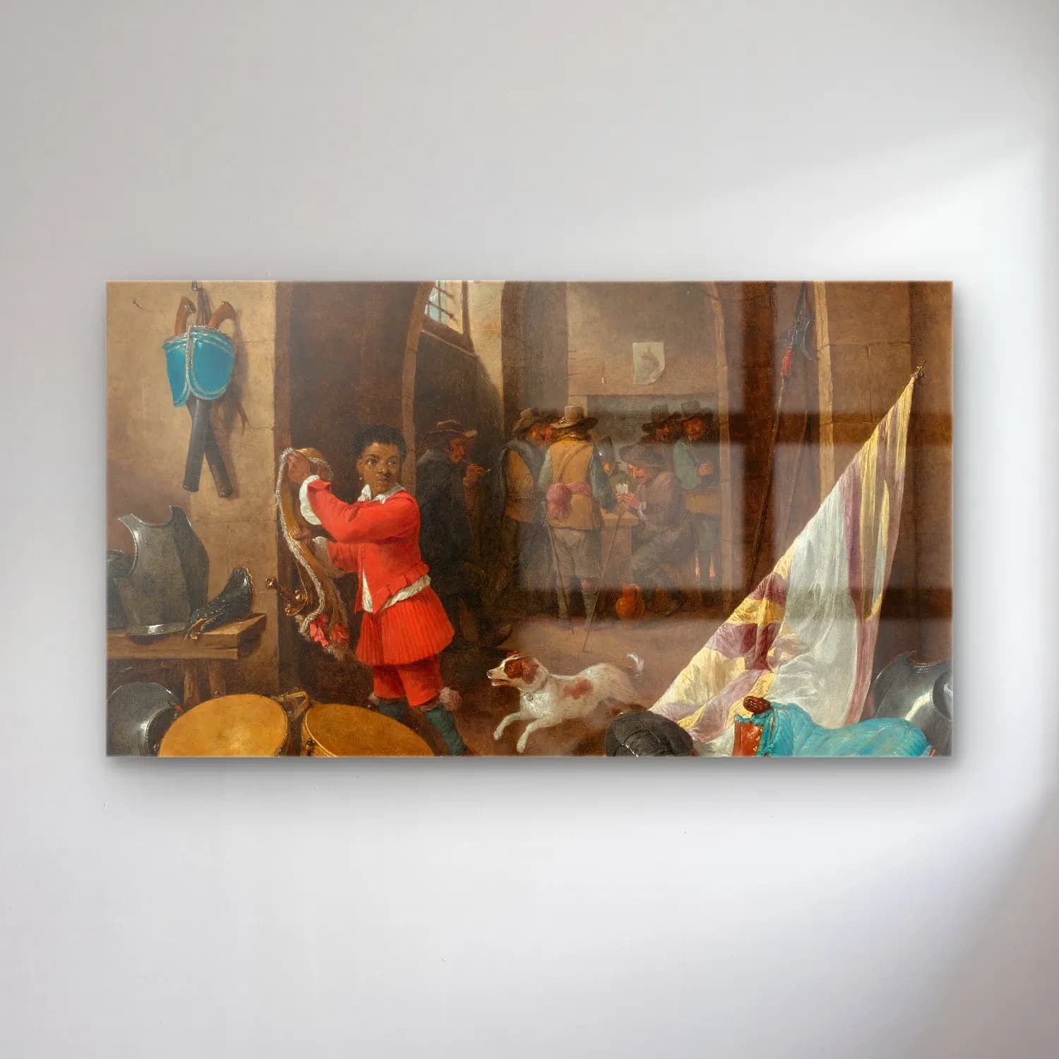 David Teniers The Younger – A Guardroom Interior cam tablo — David Teniers The Younger – A Guardroom Interior — yağlı boya savaş sahnesi