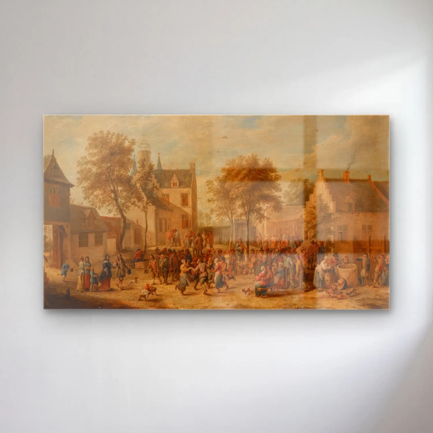 David Teniers The Younger – A Kermesse With Villagers Making Merry In A Town Square cam tablo — David Teniers The Younger – A Kermesse With Villagers Making Merry In A Town Square — yağlı boya kalabalık cadde